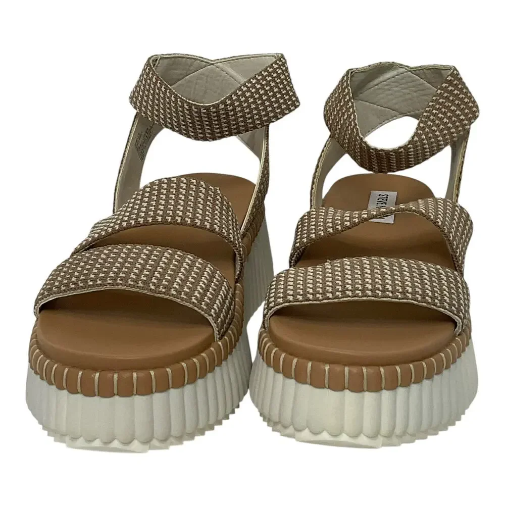 Steve Madden Women's Shelle Strappy Platform Wedge Sandals Tan Size 9